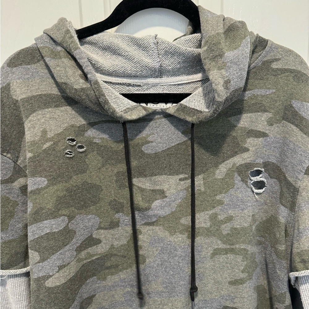 Mens NOVA Industries Camo Distressed Hoodie Size XL - Picture 7 of 13